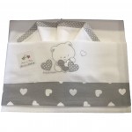 Set Lenzuola Andy & Helen per Carrozzina Ricamato D70 3 pz Grigio