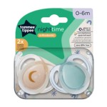 Succhietto Tommee Tippee 2 Pz Night Time 0-6m Luna Oro
