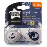 Succhietto Tommee Tippee 2 Pz Night Time 6-18m Bianco Blu
