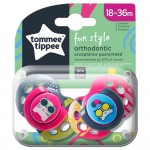 Tommee Tippee Set 02 Succhietti Fun Style 18-36m in Silicone Fucsia Rosa 