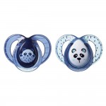 Tommee Tippee Set 02 Succhietti Anytime 6-18M in Silicone Ortodontico Panda Dark Blu