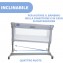 Culla Chicco Next2Me Dream Evo Magic Grey Re Lux con Spondina Apribile, Materasso e Borsa da Viaggio Incluso