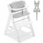 Hauck Seggiolone Set Alpha Plus Bianco - Seggiolone Legno Evolutivo dalla Nascita, con Sdraietta Dondolo Reclinabile e Cuscino